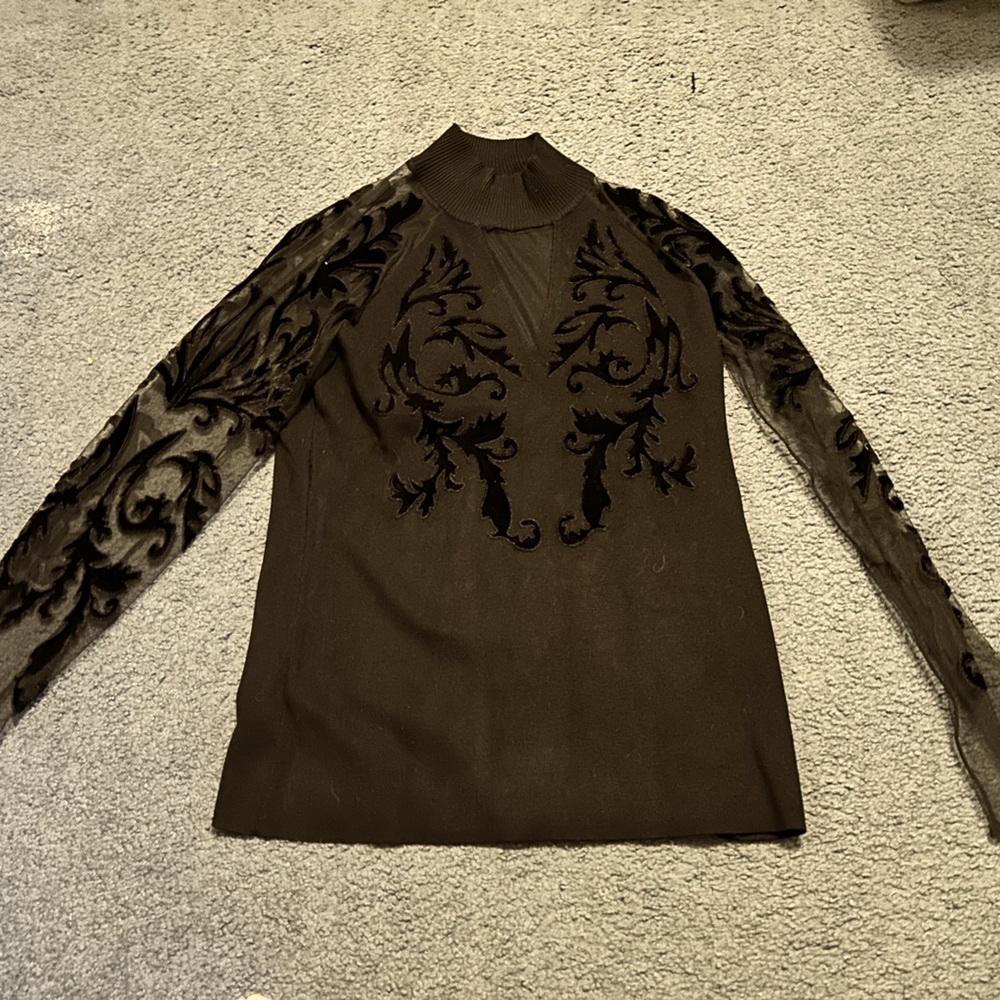 Women’s black mesh top